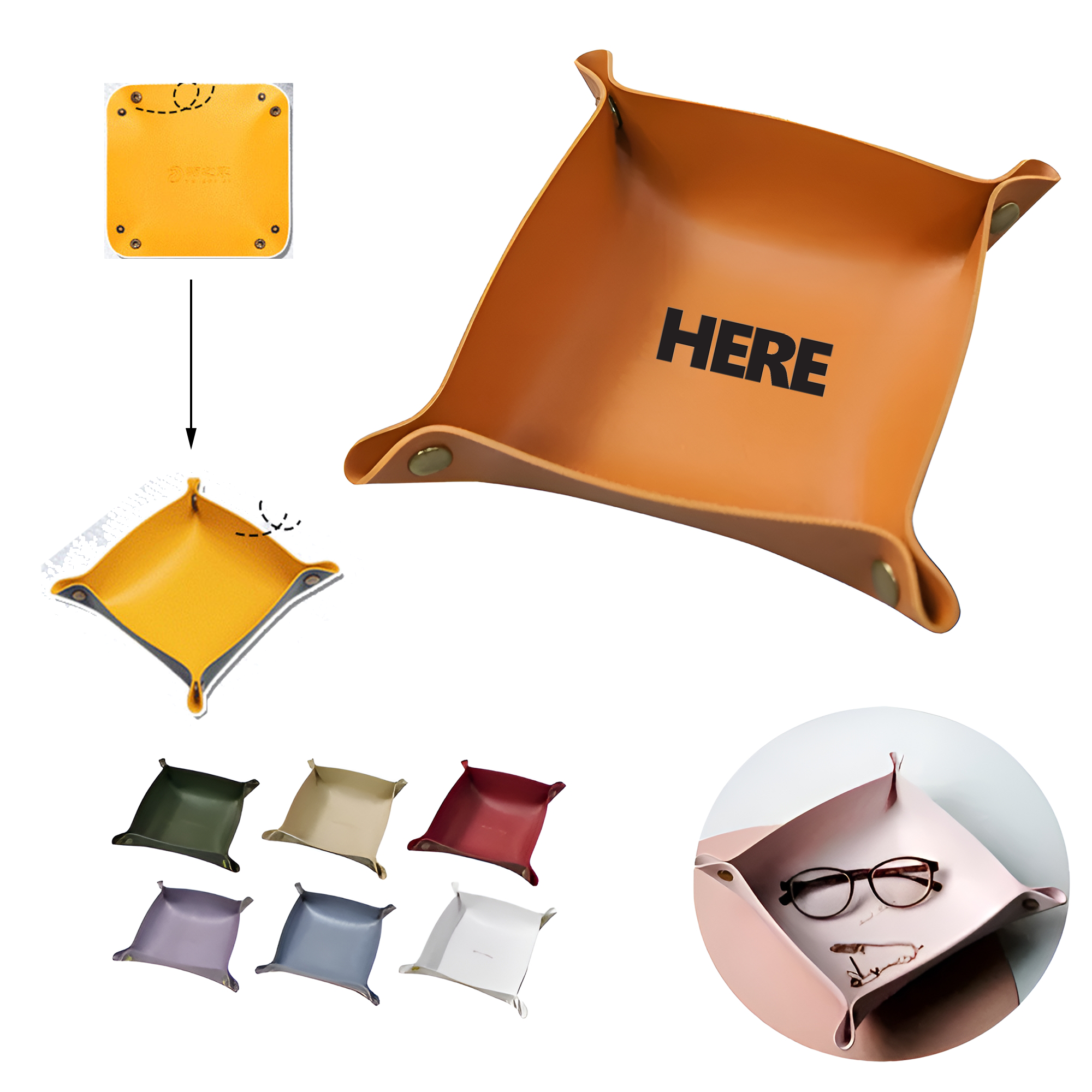 Foldable PU Leather Valet Tray 2