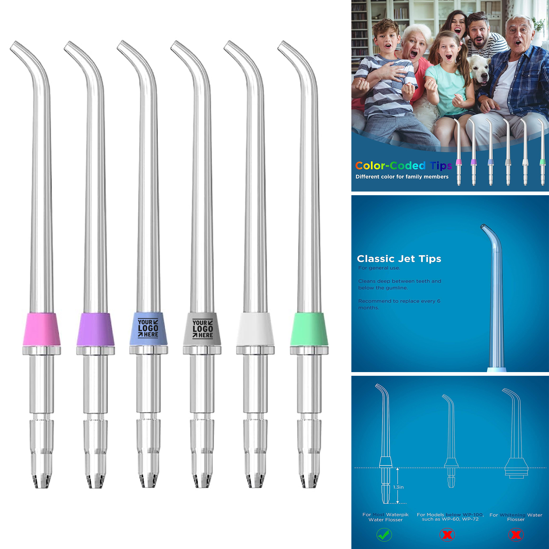 Fit Most Waterpik Water Flosser 6 Pcs Replacement Classic Jet Tips 2