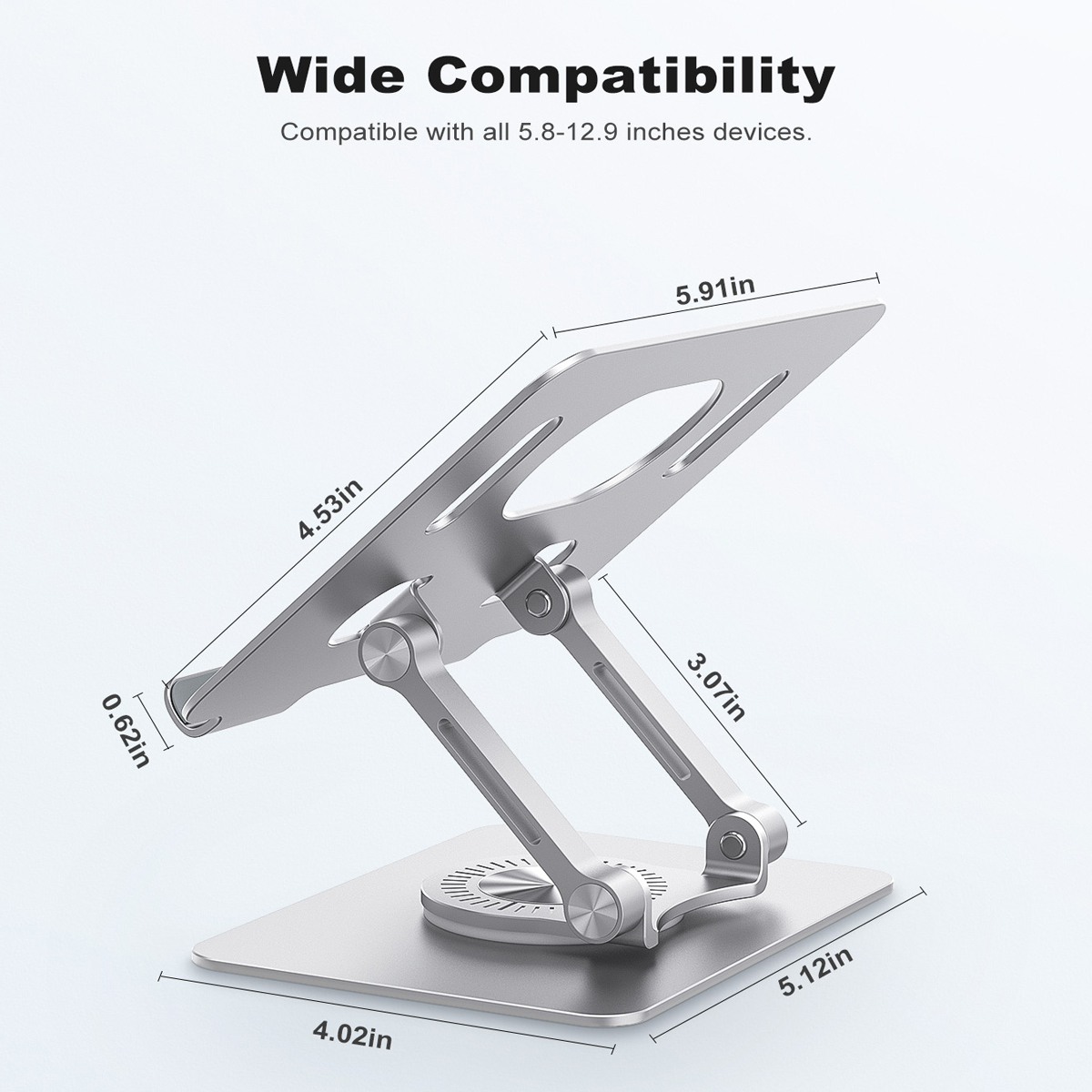 Metal Foldable Desktop Stand for Tablets & Phones – 360° Rotating Holder 4