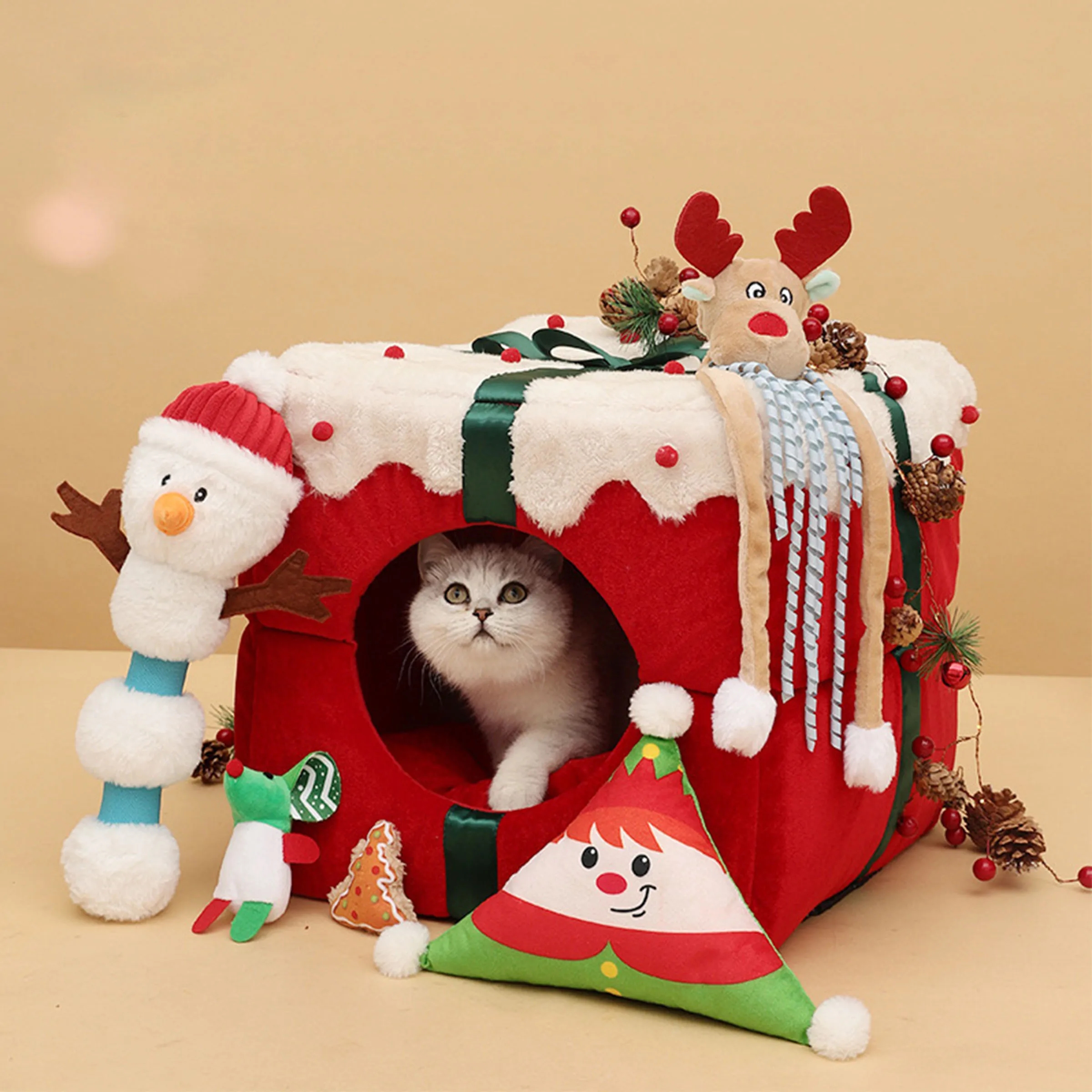 Fleece Christmas Removable Pet Cat Litter 2