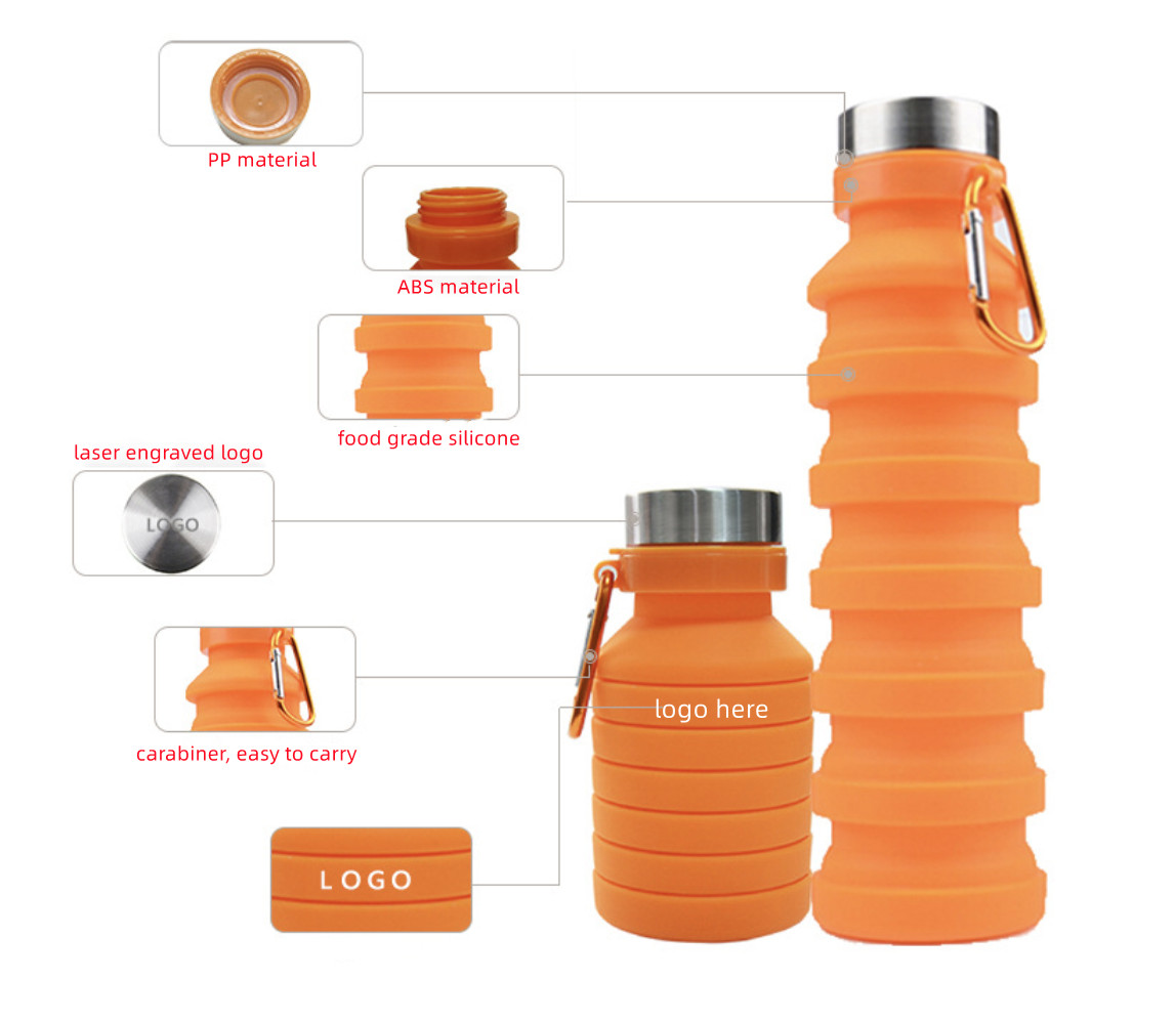18oz Collapsible Silicone Water Bottle 8