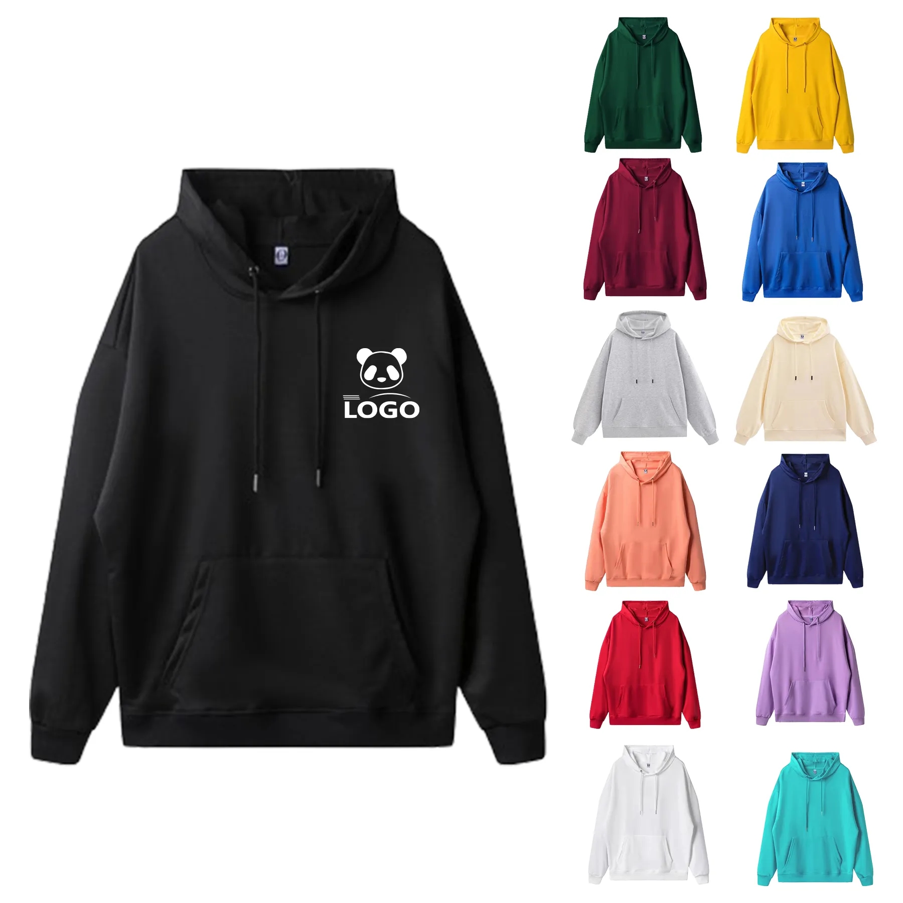 Solid Color Cotton Adult Hooded Sweatshirt Unisex, custom hoodie or sweatshirt with logo imprint 28