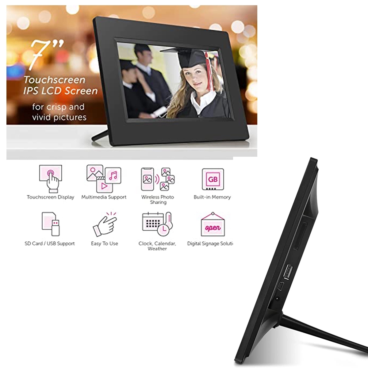 7" Wifi Digital Photo Frame With Weather 4