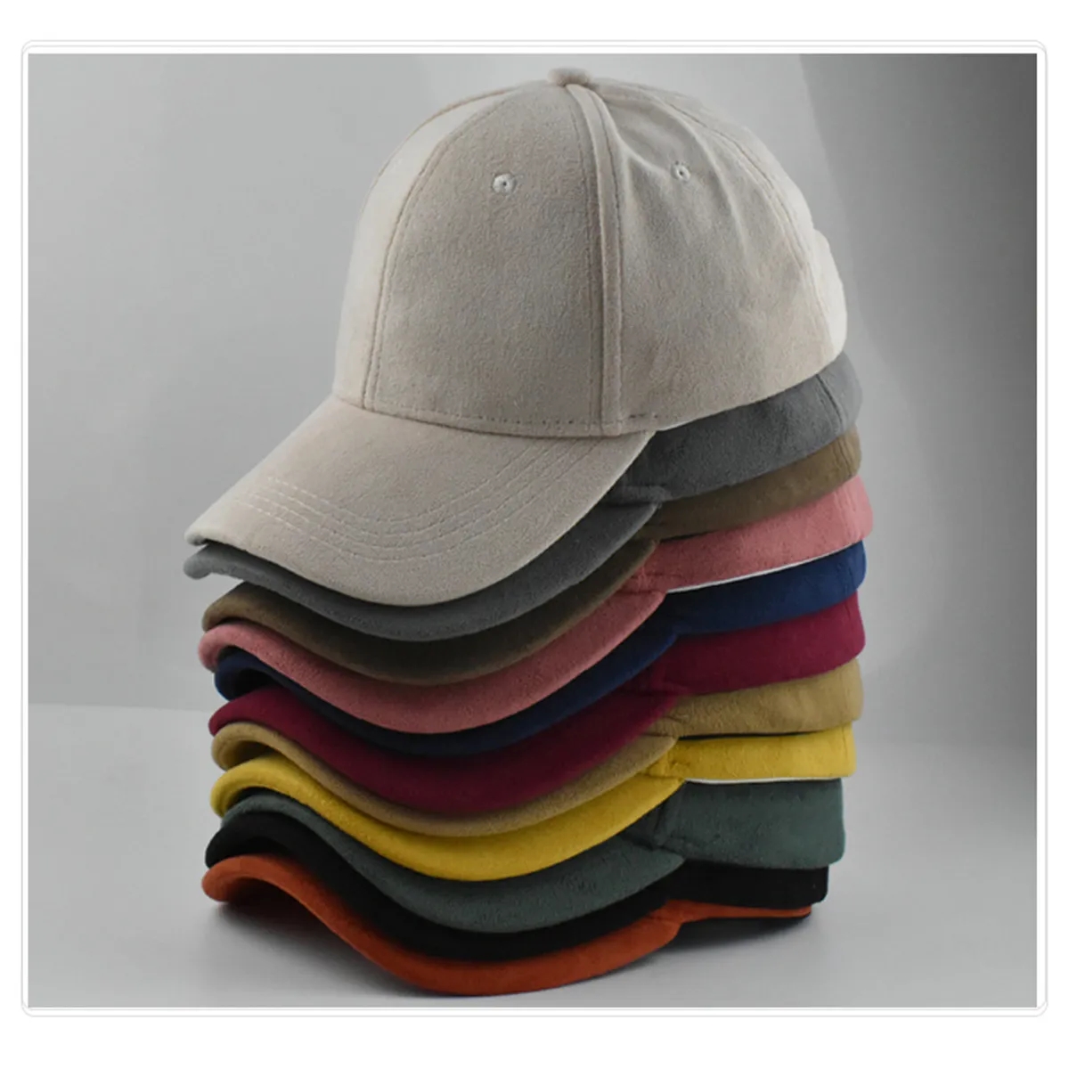 Custom Adjustable Suede Six-Panel Baseball Cap Classic Hat 3