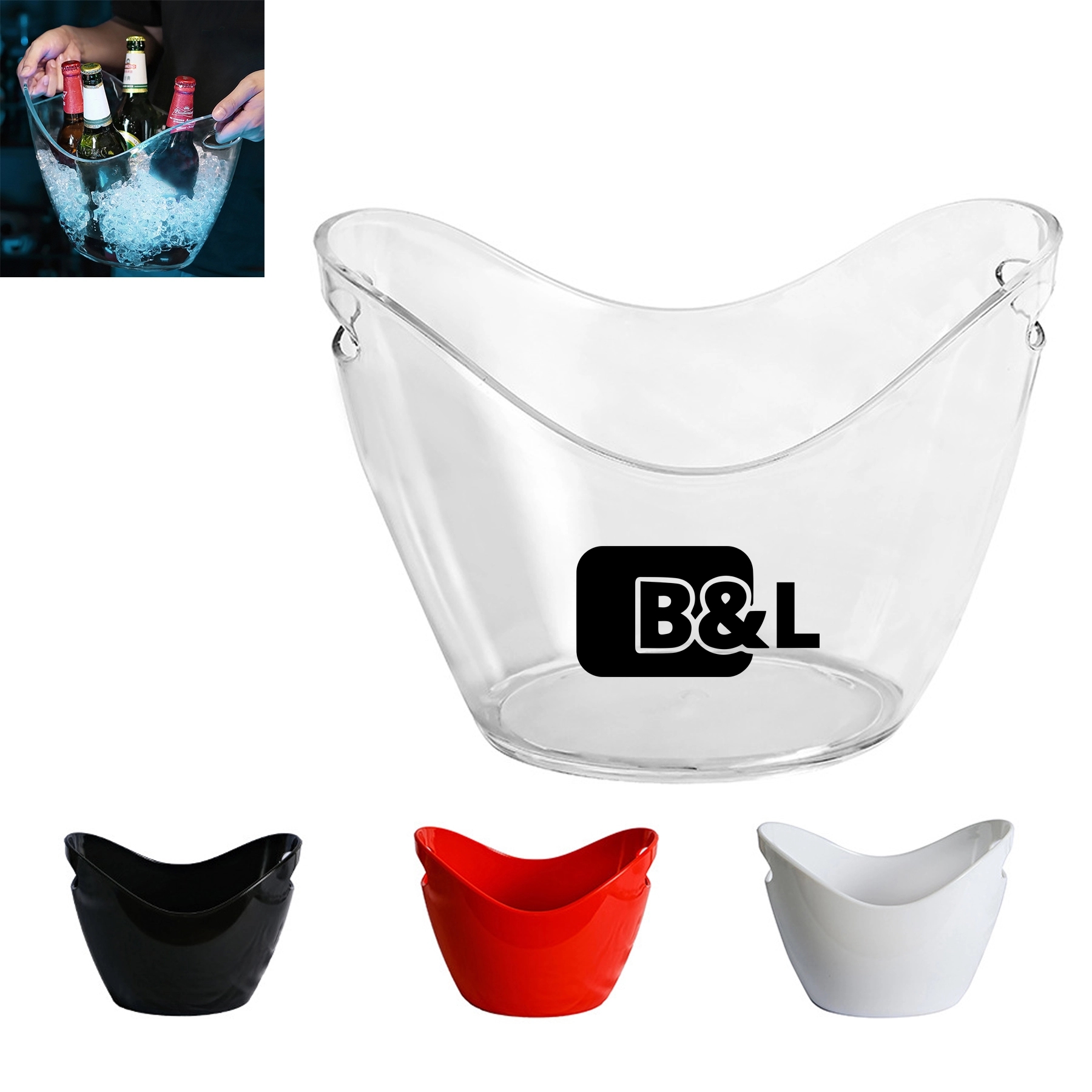 Acrylic 4 Liter Plastic Ice Bucket