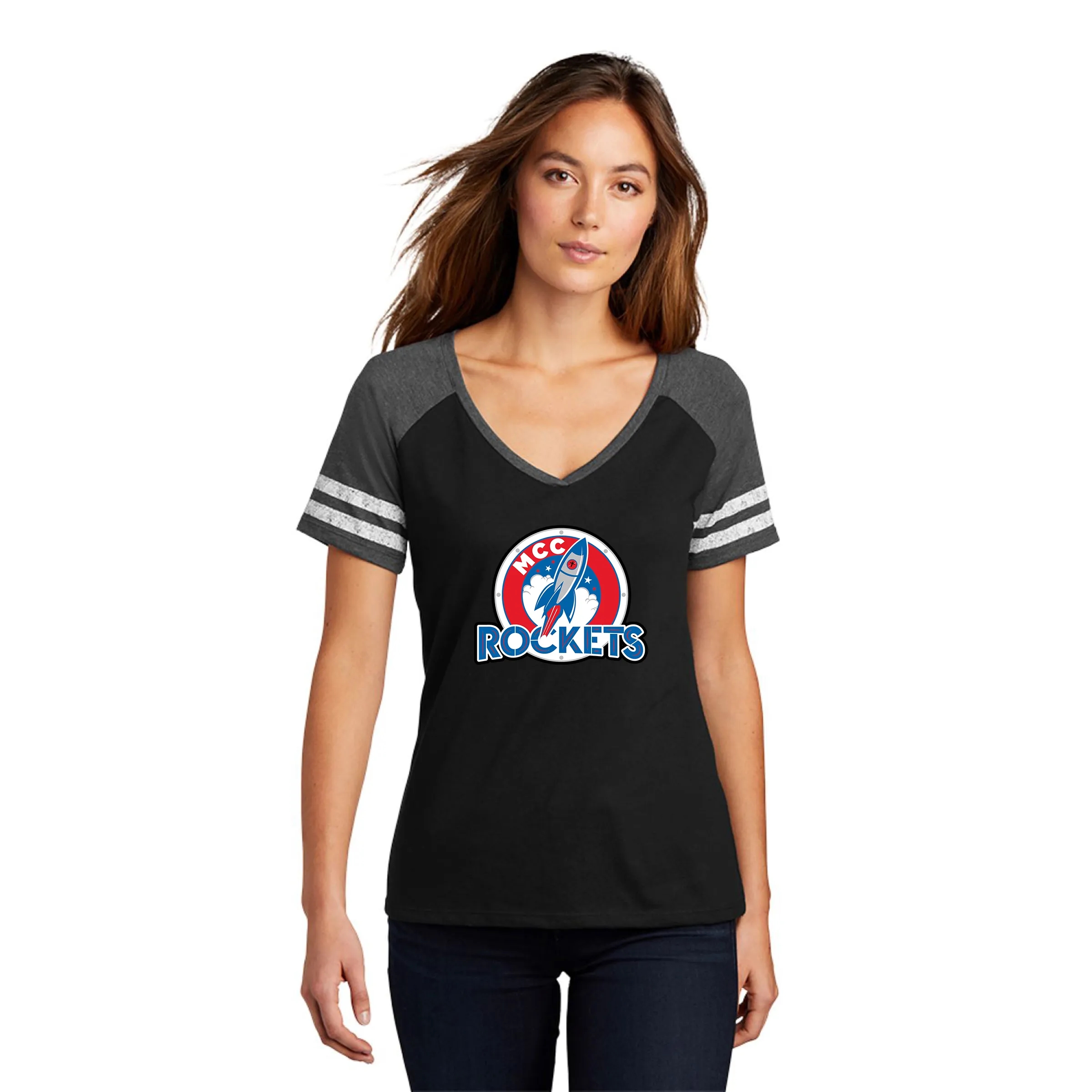 DISTRICT MADE(R) LADIES GAME V-NECK TEE 5