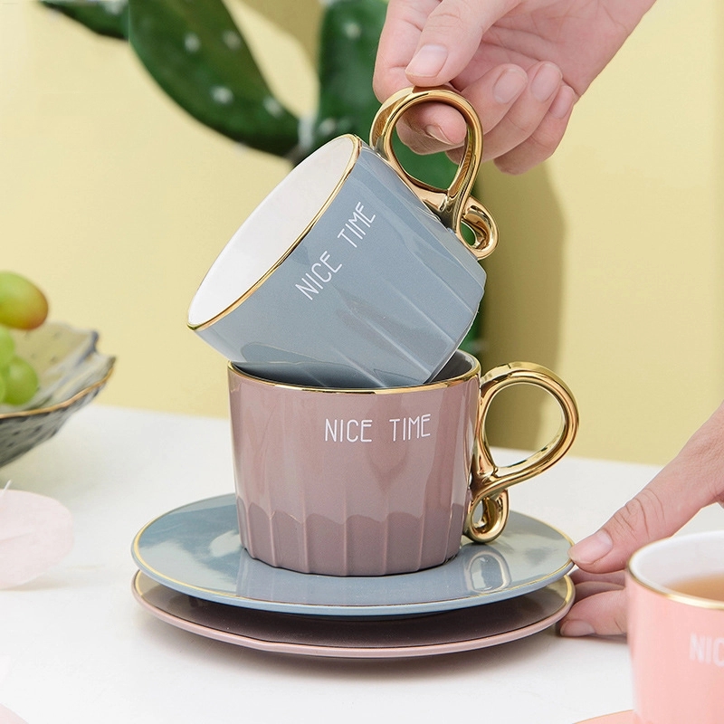 Custom 8 oz Ceramic Coffee Mug Saucer Set 13