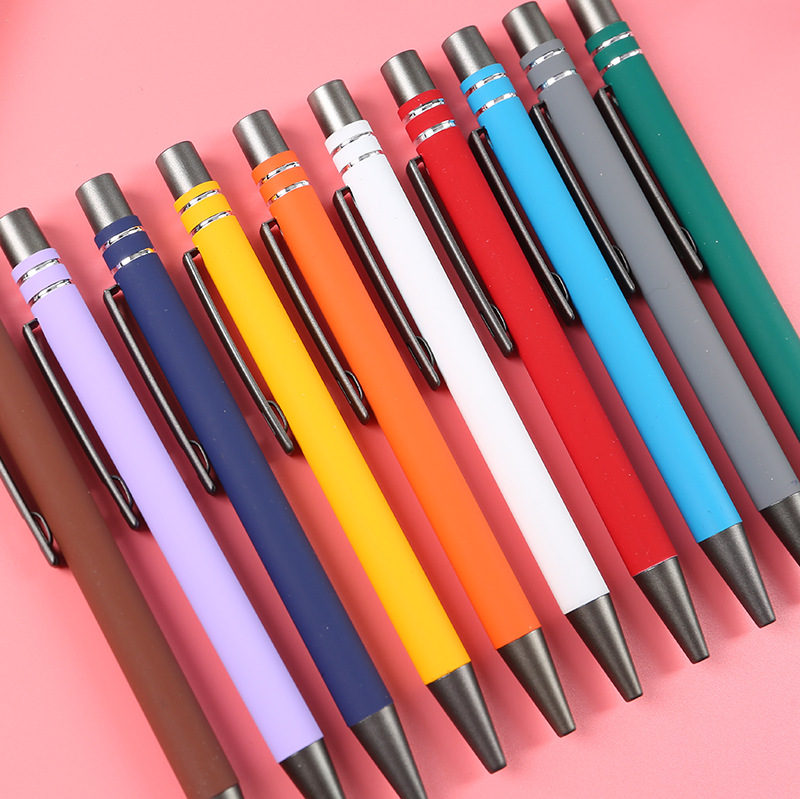 Metal push click action ball pen with custom logo 3