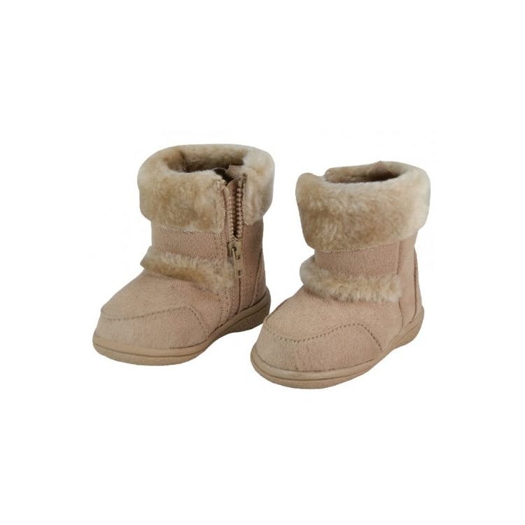 Toddlers' Beige Boots w/Faux Fur Fold Over Size: 2-5 1
