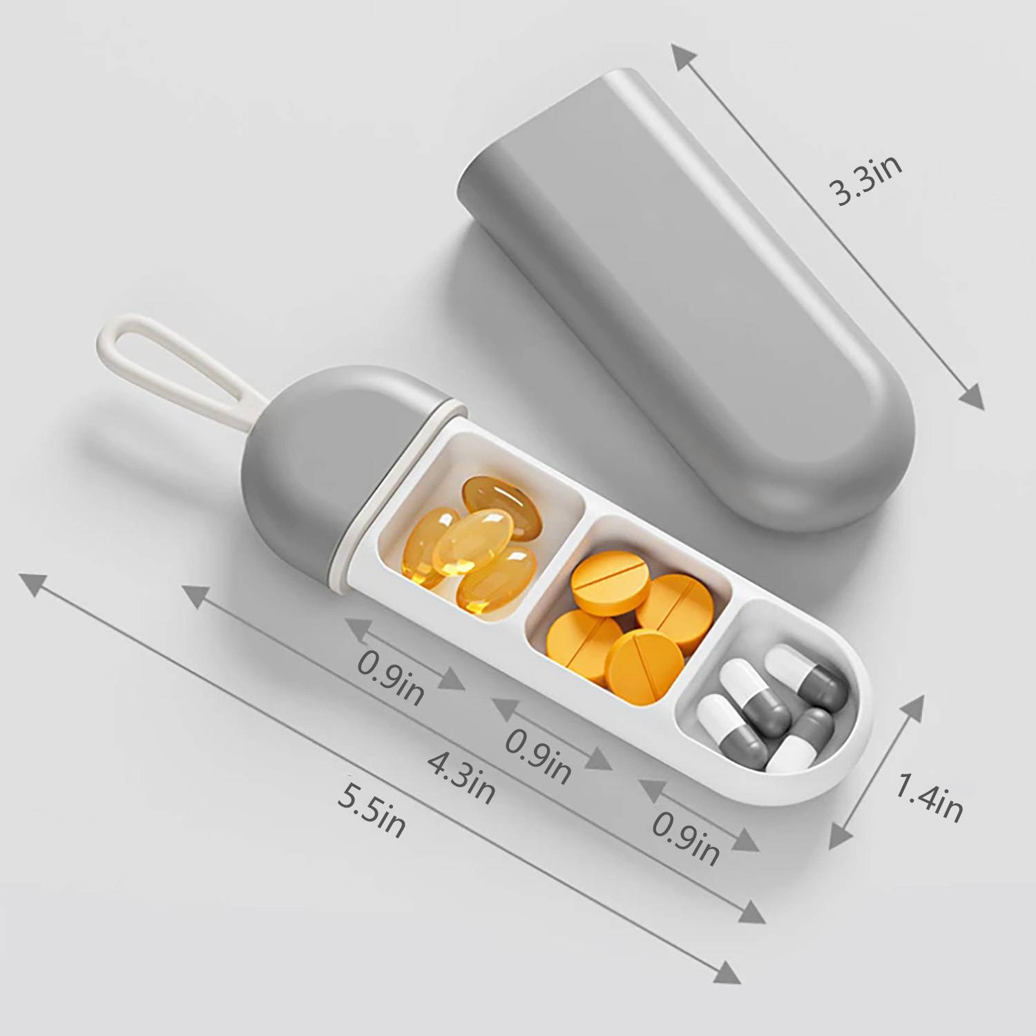 Portable 3-Compartment Pill Organizer Box 3