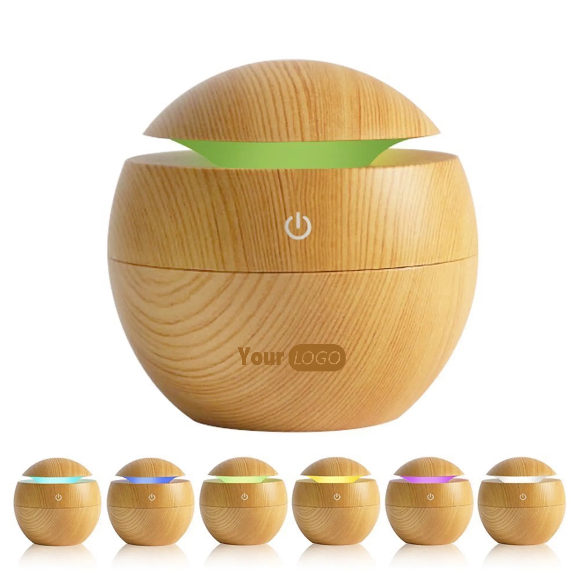 130ml USB Electric Air Humidifier Wood Grain 7 Color LED Lig 2