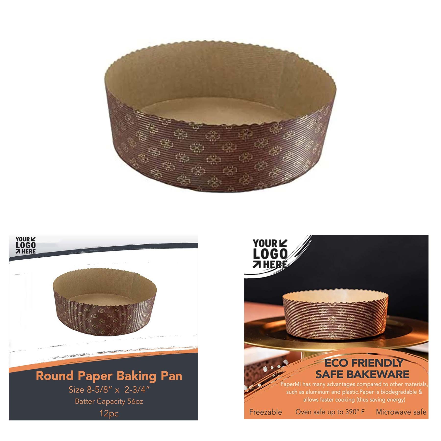 8-5/8" x 2-3/4" Round Paper Nonstick Baking Pan 2