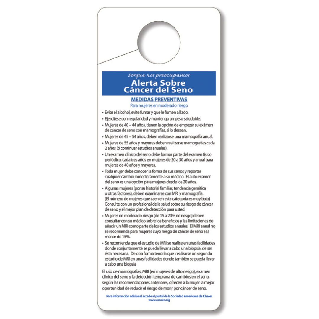 Breast Self Exam Hang Tag, UV Coated, Standard 2