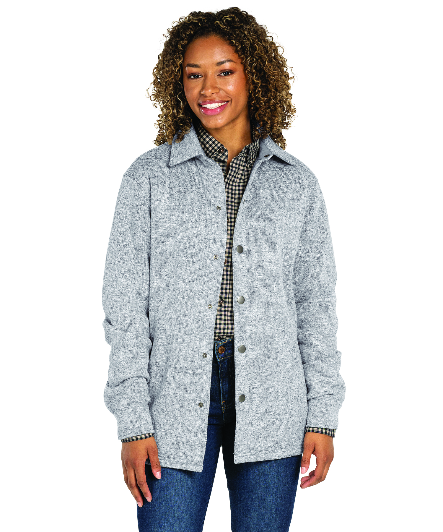Heathered Fleece Snap Shacket 65