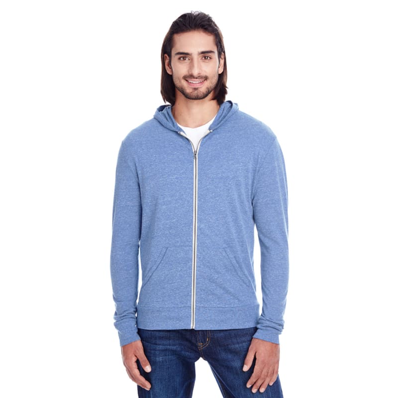 Threadfast Apparel Unisex Triblend Full-Zip Light Hoodie 13