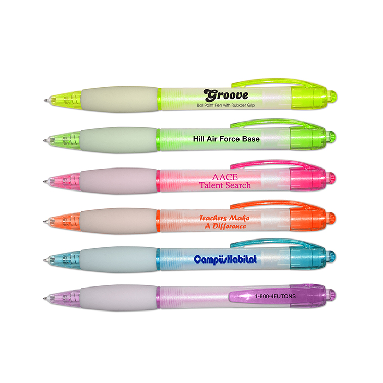 Groove Retractable Ballpoint Pen with Rubber Grip