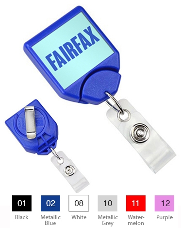 Custom Square Badge Reel with Swivel Belt Clip 6