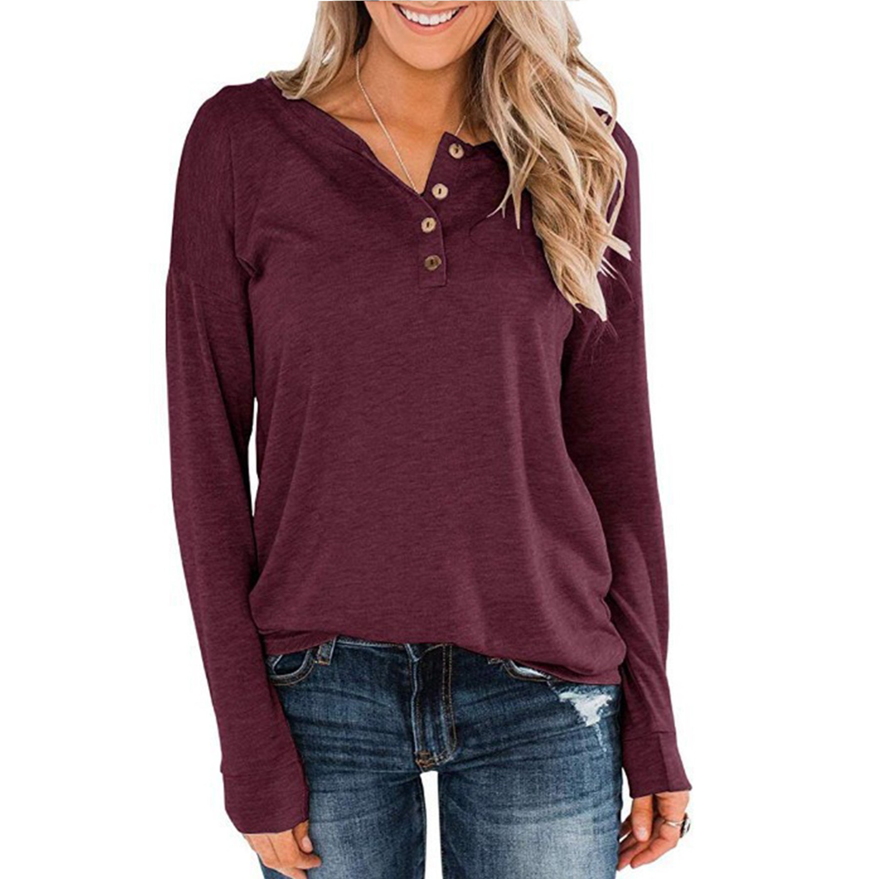Women's Long Sleeve Henley 8