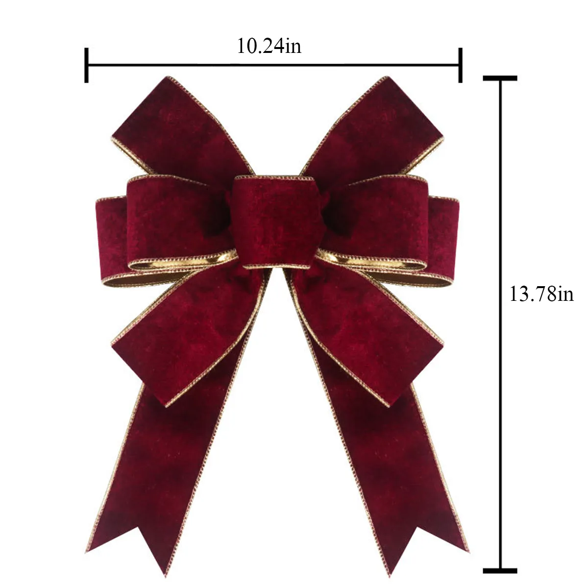 Velvet Burgundy Wreath Bows Decorative Ornaments 4