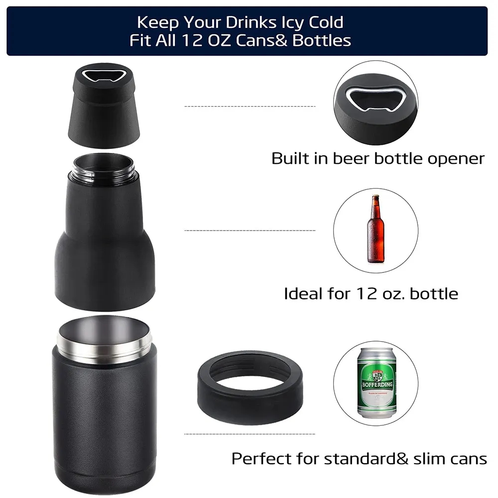 12 oz 14 oz Vacuum Insulated Beer Can and Bottle Cooler with Bottle Opener 5