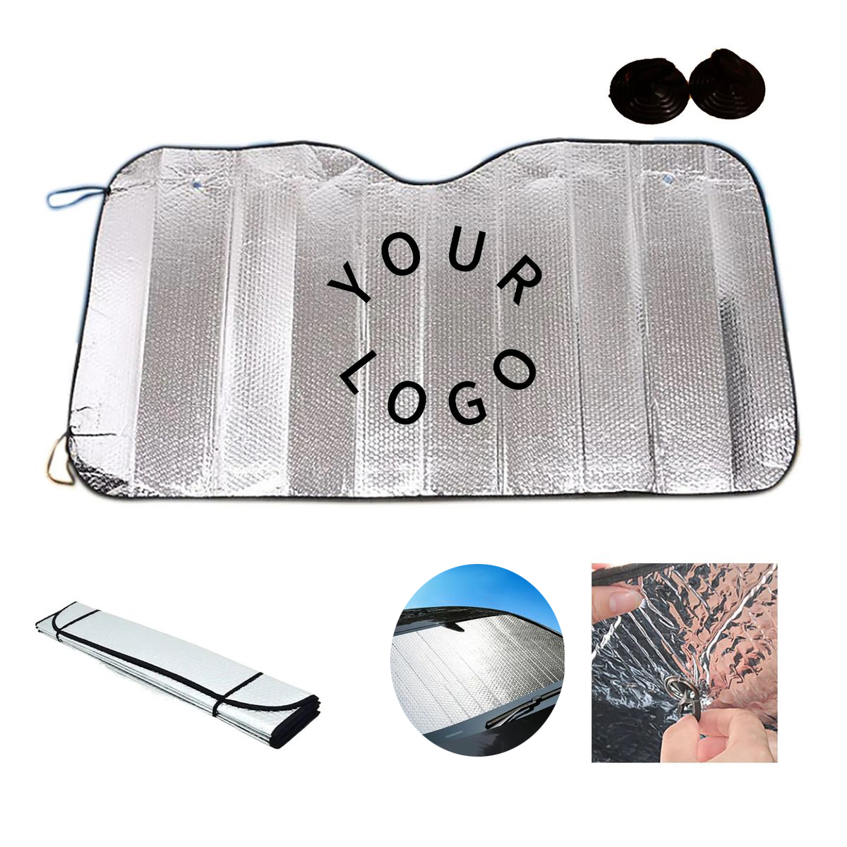 Polyester Car Sunshade with Easy Suction Mount 2
