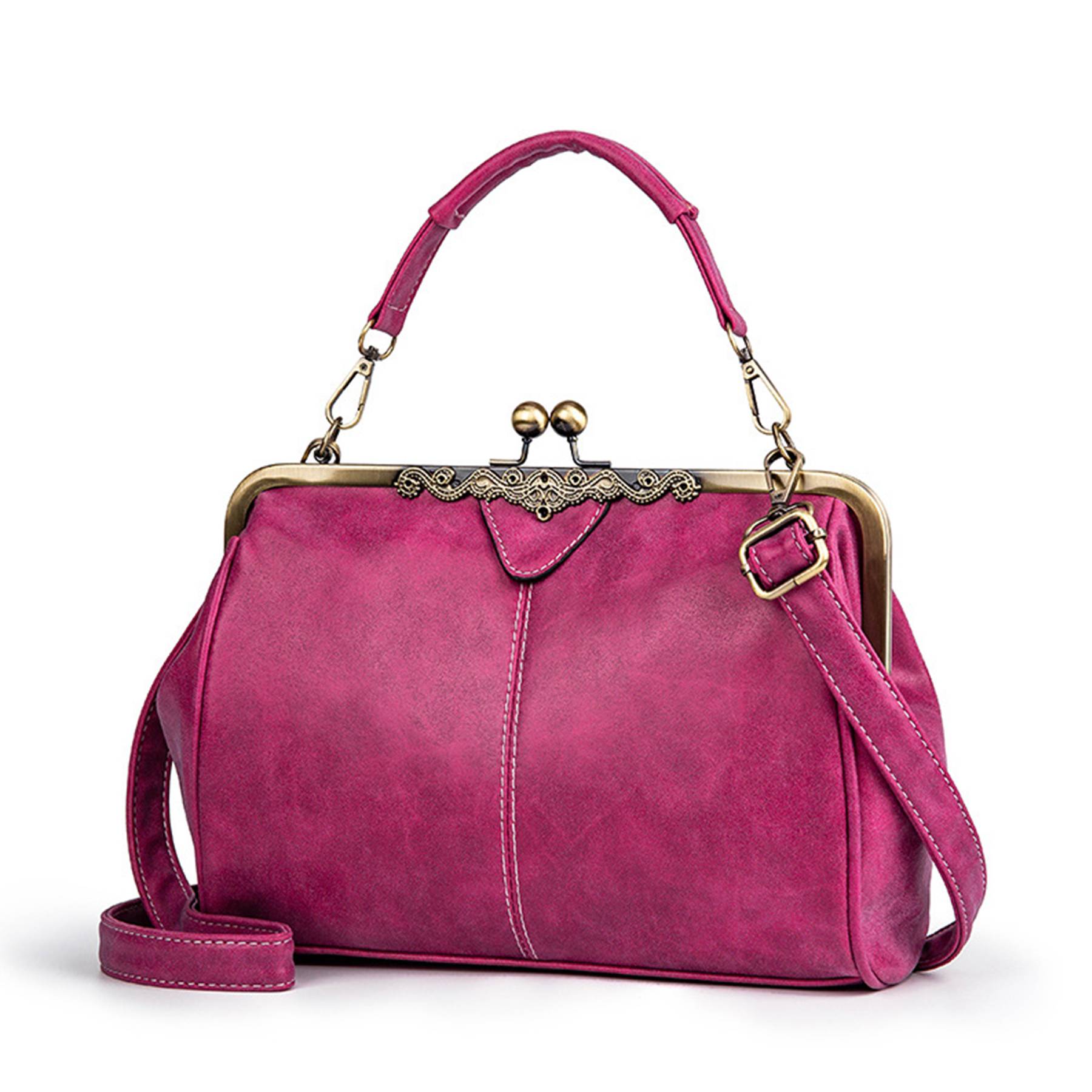 PU Leather Matte British Vintage Messenger Tote Bag 14