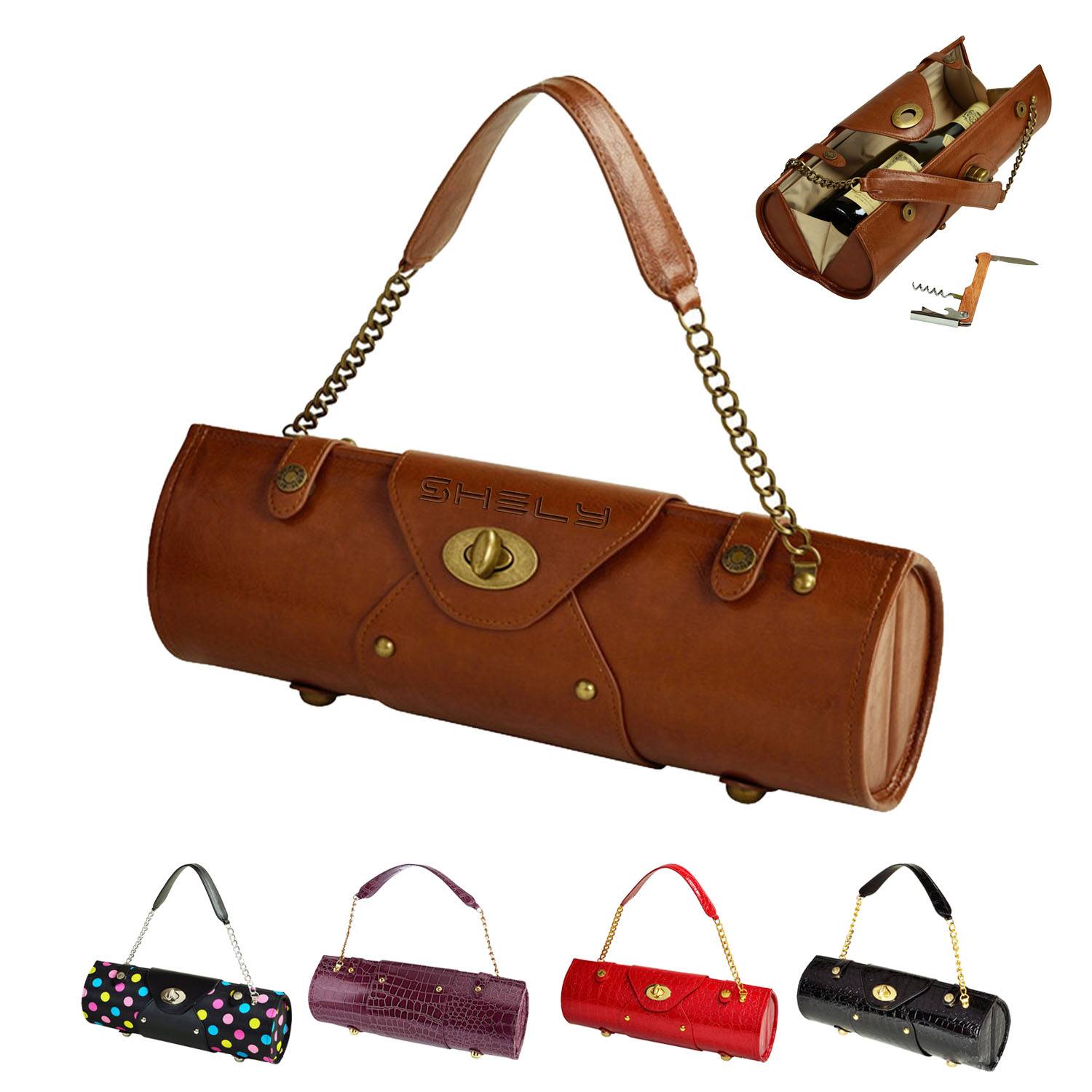 Portable Women's Leather Wine Carrier 2