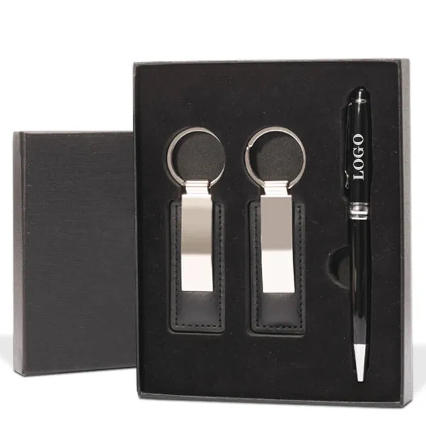 Executive Pen And Leatherette Key Tag Box Set 3