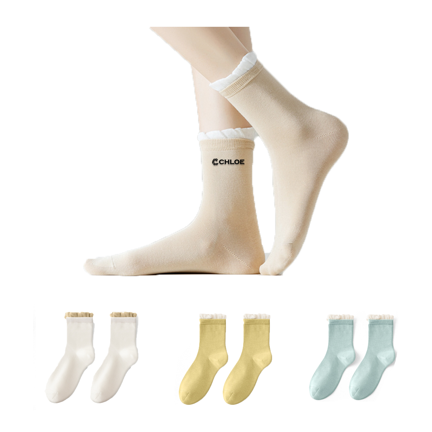 Pure Cotton Knitted Month Socks Post-Slip Resistant 2