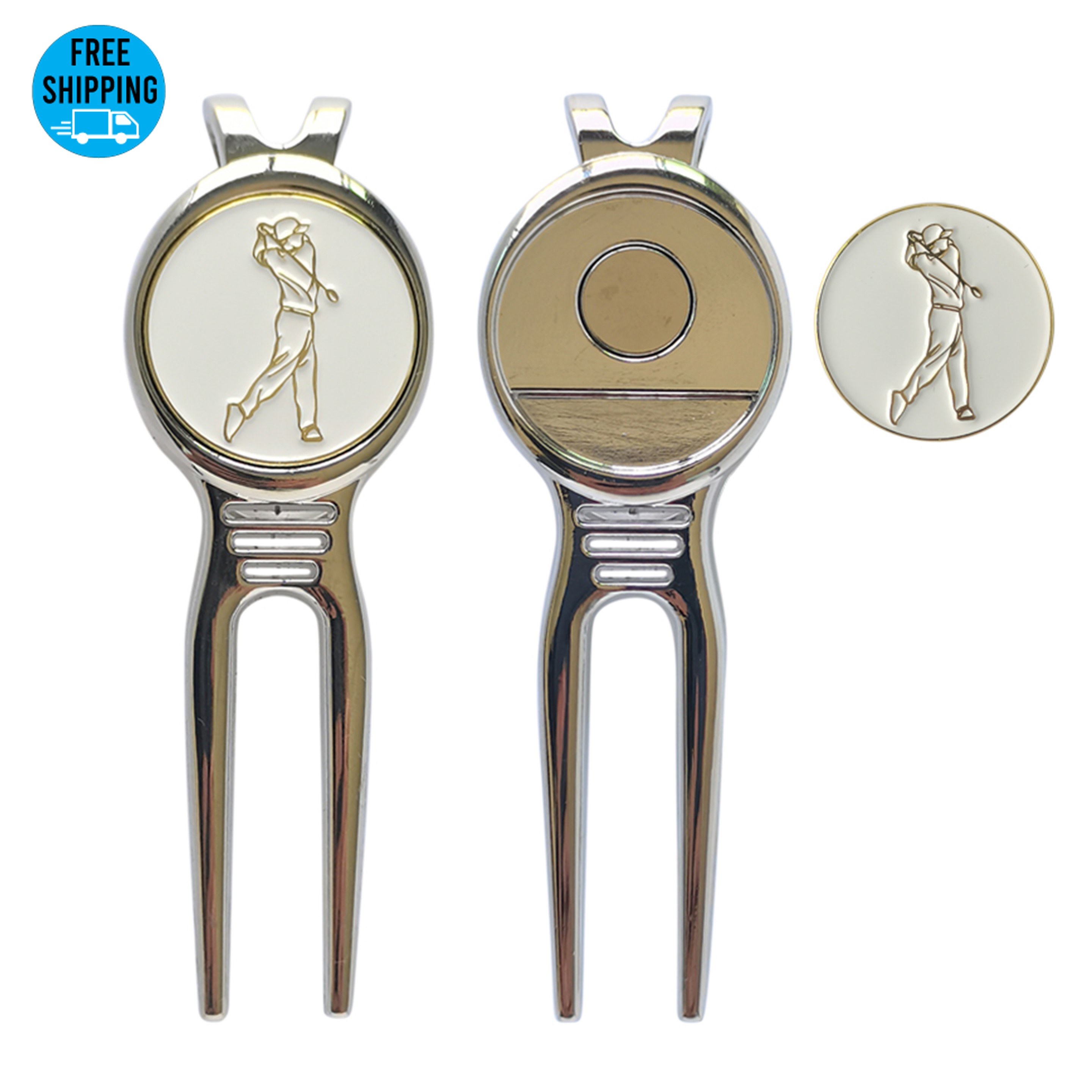 Die Struck Golf Divot Repair Tool with Ball Marker 3