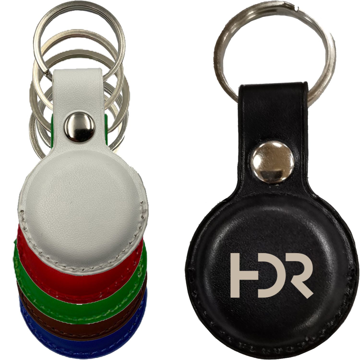 Leather AirTag Holder w/ Snap Botton & Keyring Custom Logo 1