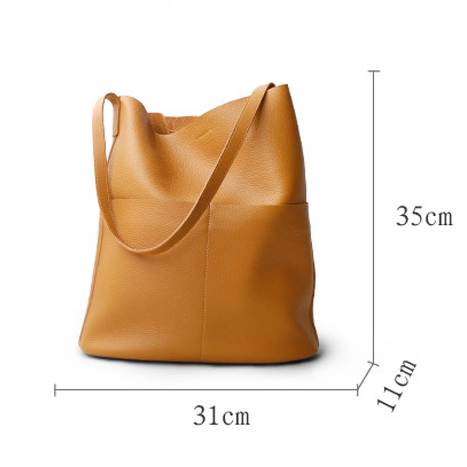 Soft genuine leather large capacity tote bag 3
