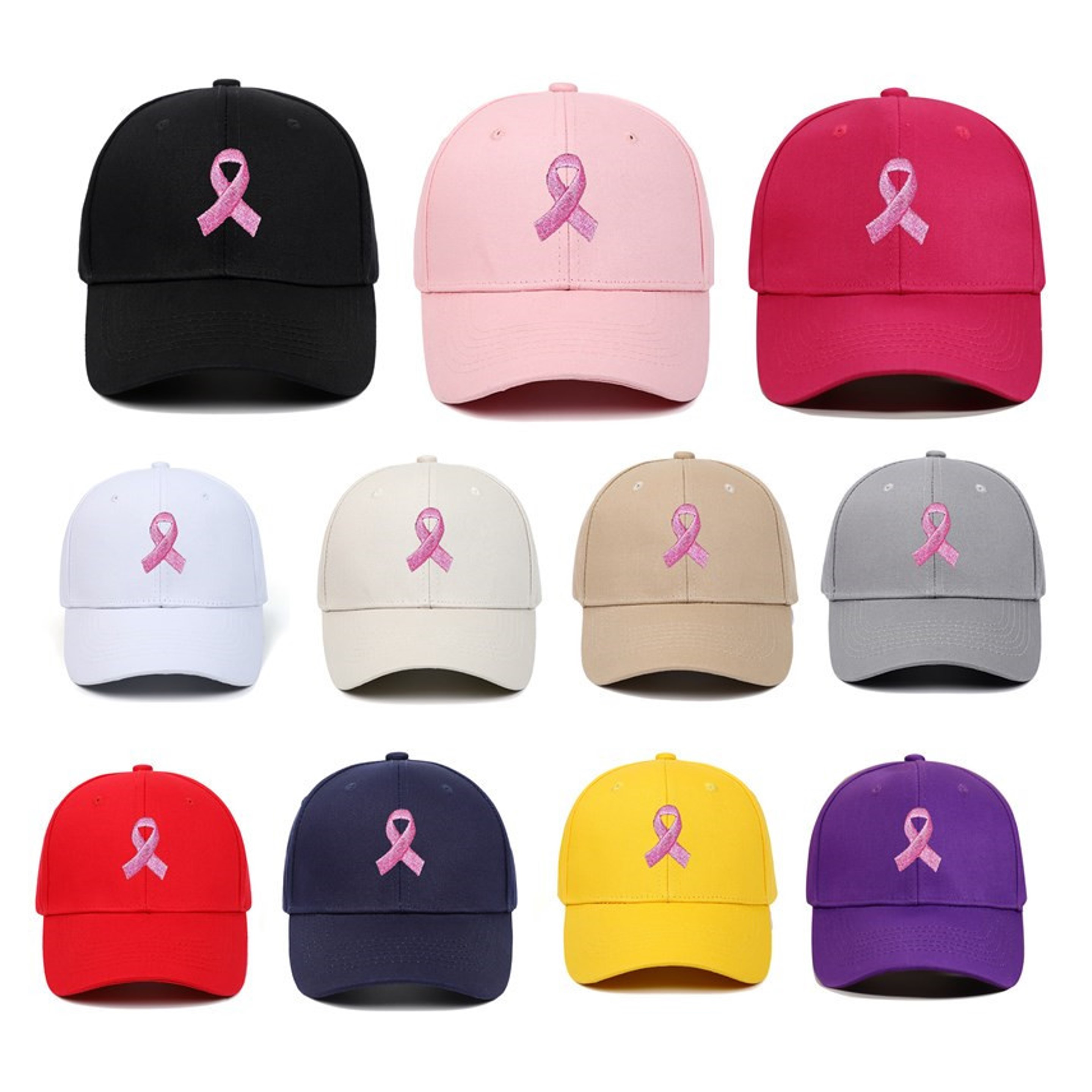 Pink Ribbon Embroidered Cap (direct import) 1