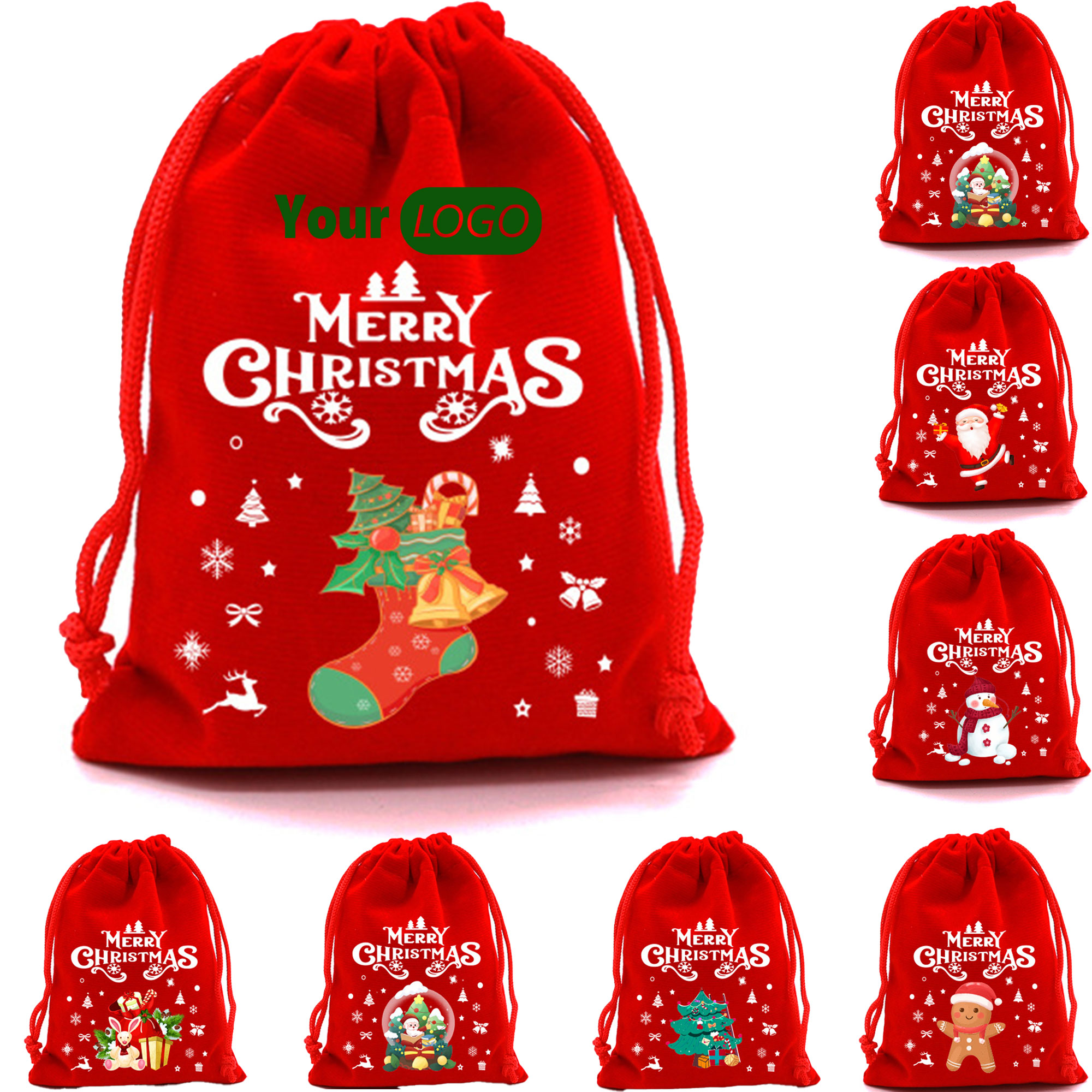 Velvet Christmas Drawstring Gift Bags 3