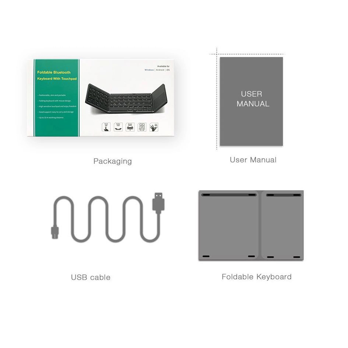 Mini Wireless Folding Keyboard Touch Pad 4