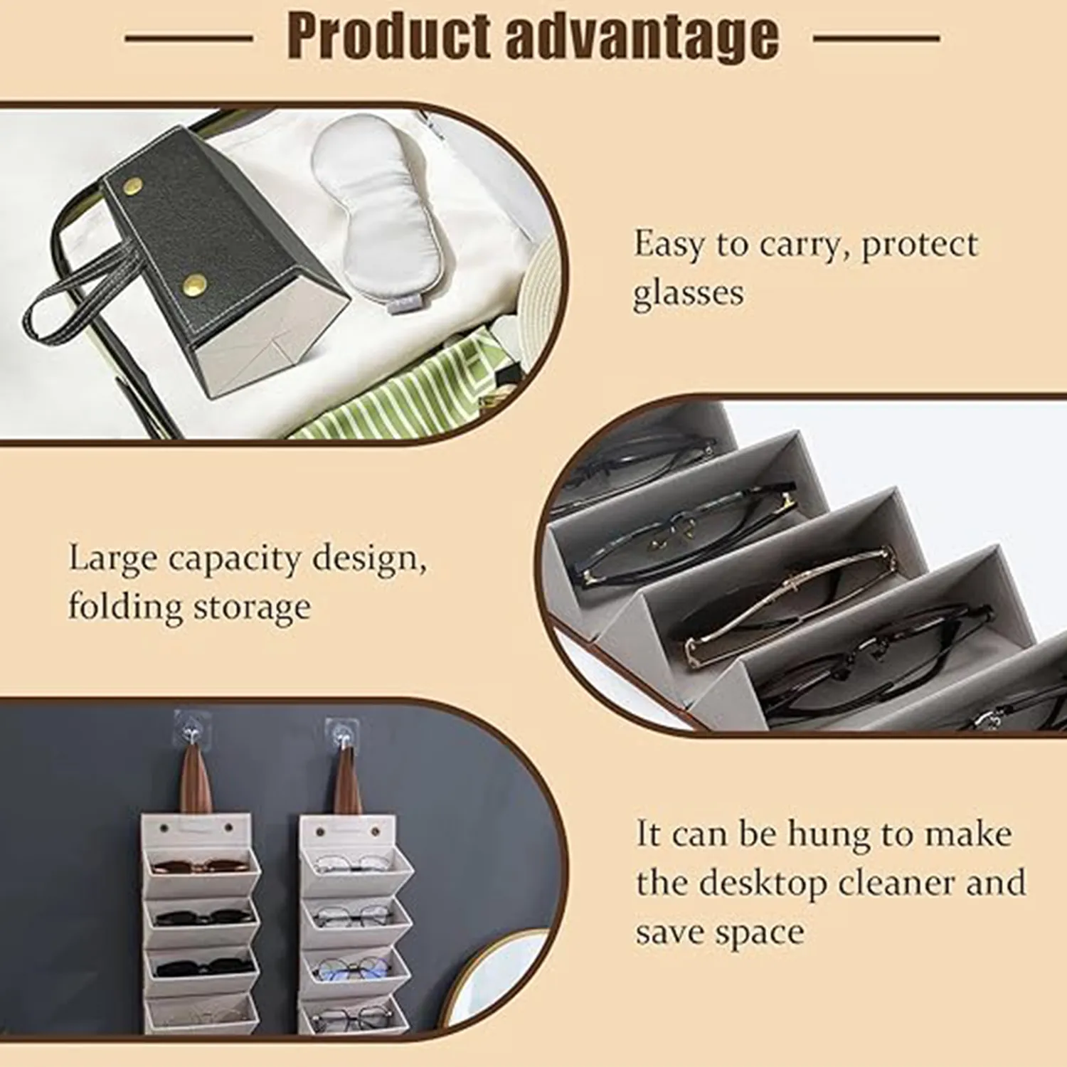 6-Slot Leather Foldable Multiple Glasses Case 5