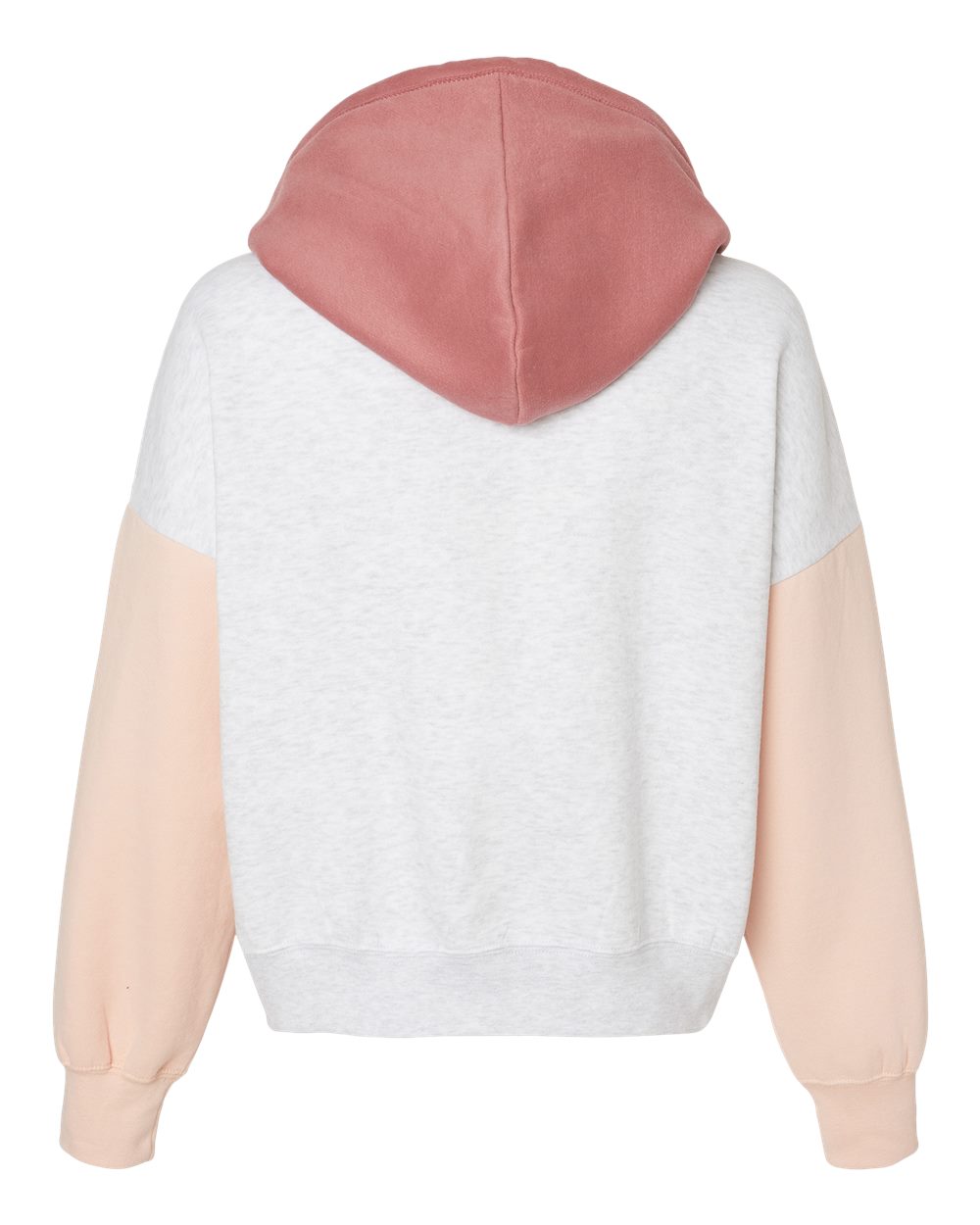 Women's Sueded Fleece Colorblocked Crop Hooded Sweatshirt - W23716 16
