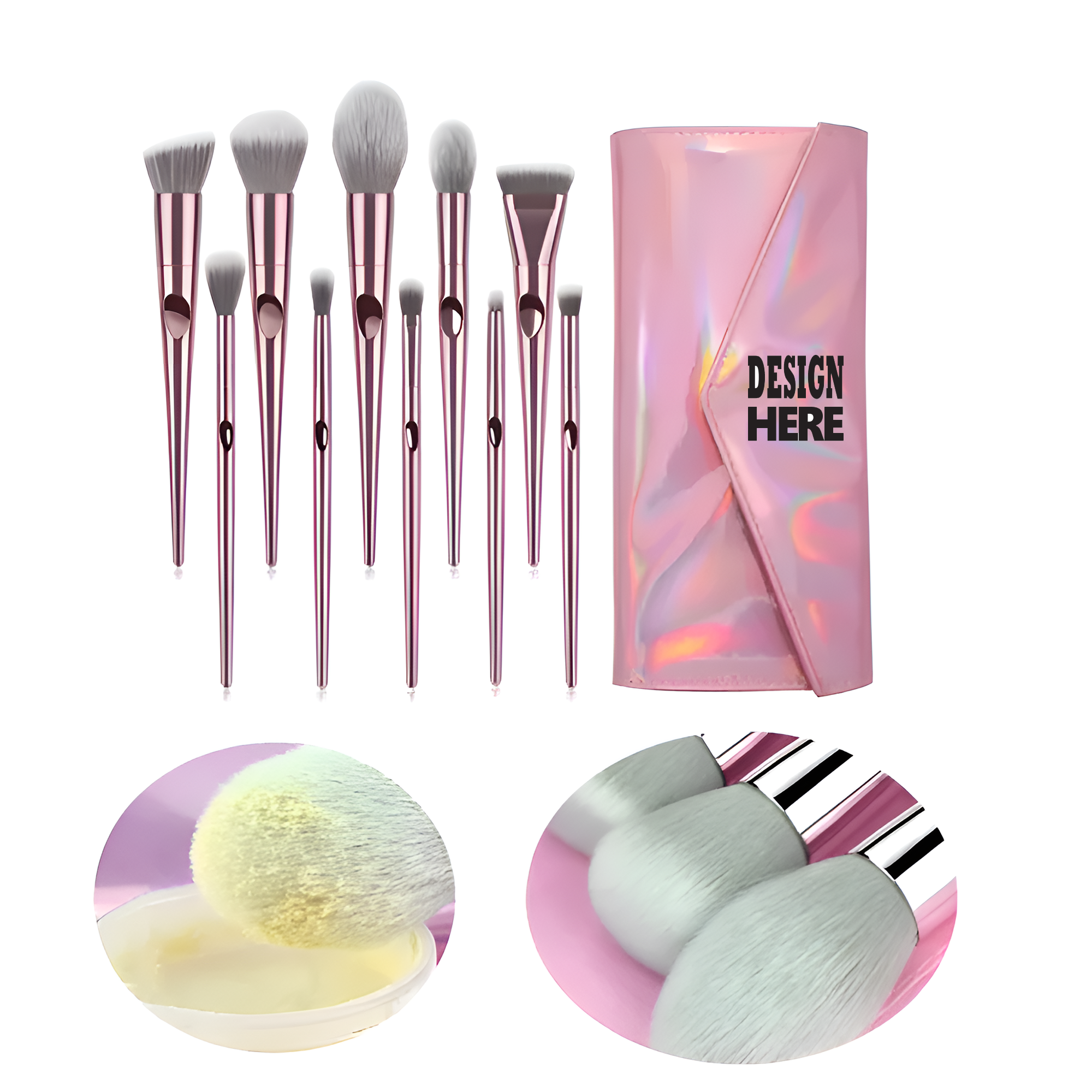 Beauty Cosmetic Bag Set With 10pcs Makeup Brush Kit 2