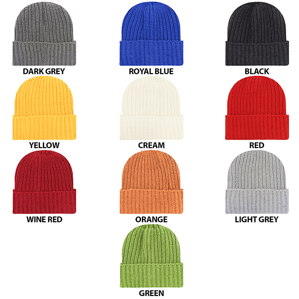 Chunky Ribbed Cuffed Beanie with Custom Logo - 100% Acrylic 17