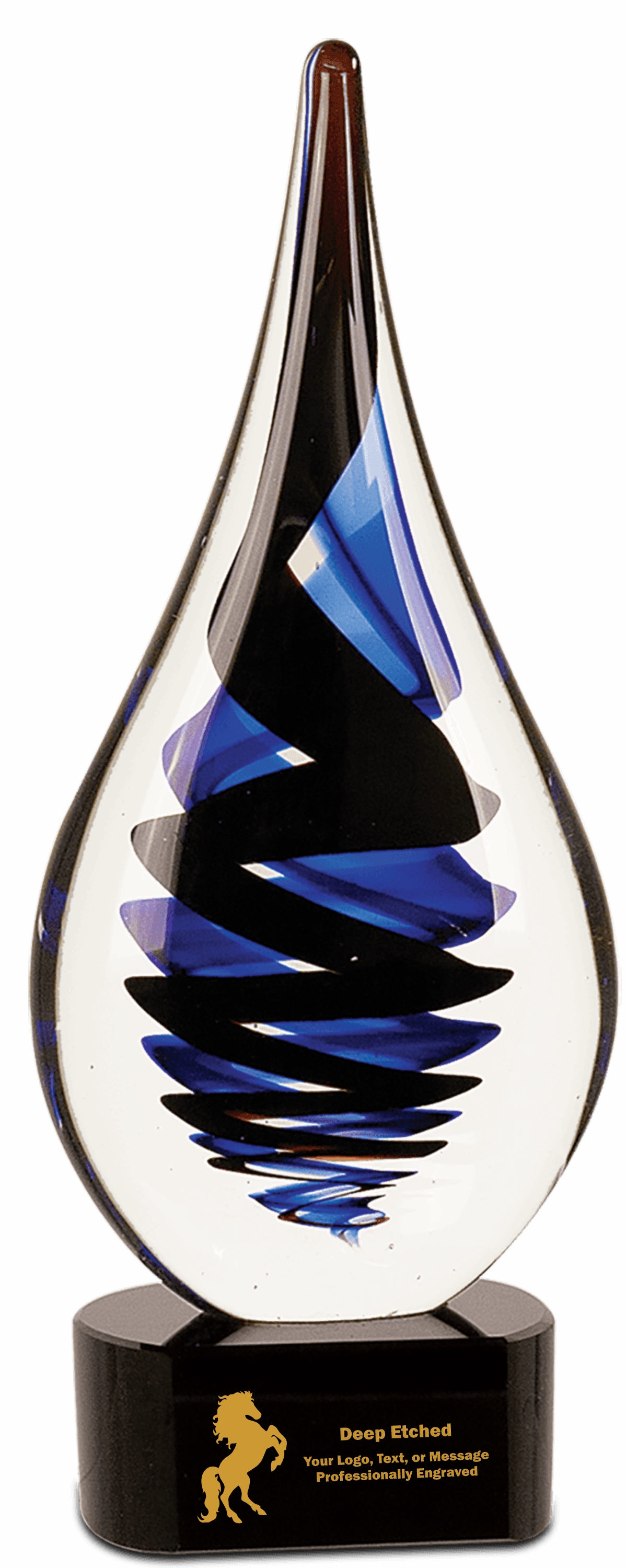 11 1/4" Black Twist Rain Drop Art Glass Award