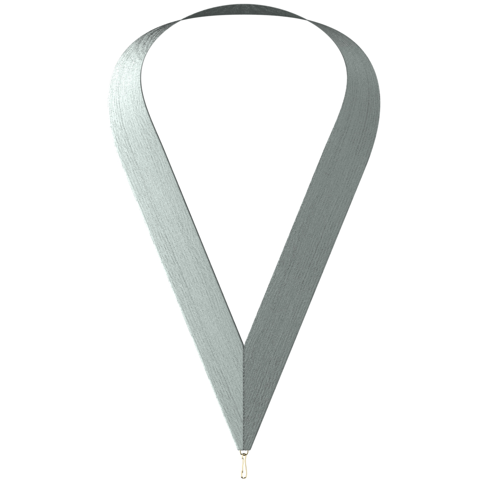 1-1/2" x 34" Metallic Silver Neckband w/ Quick Clip 1