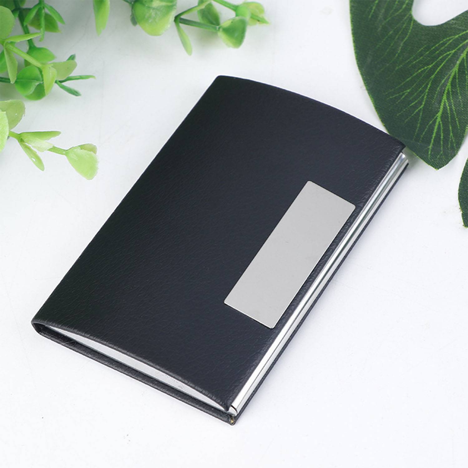 Stainless steel PU leather business card holder 6