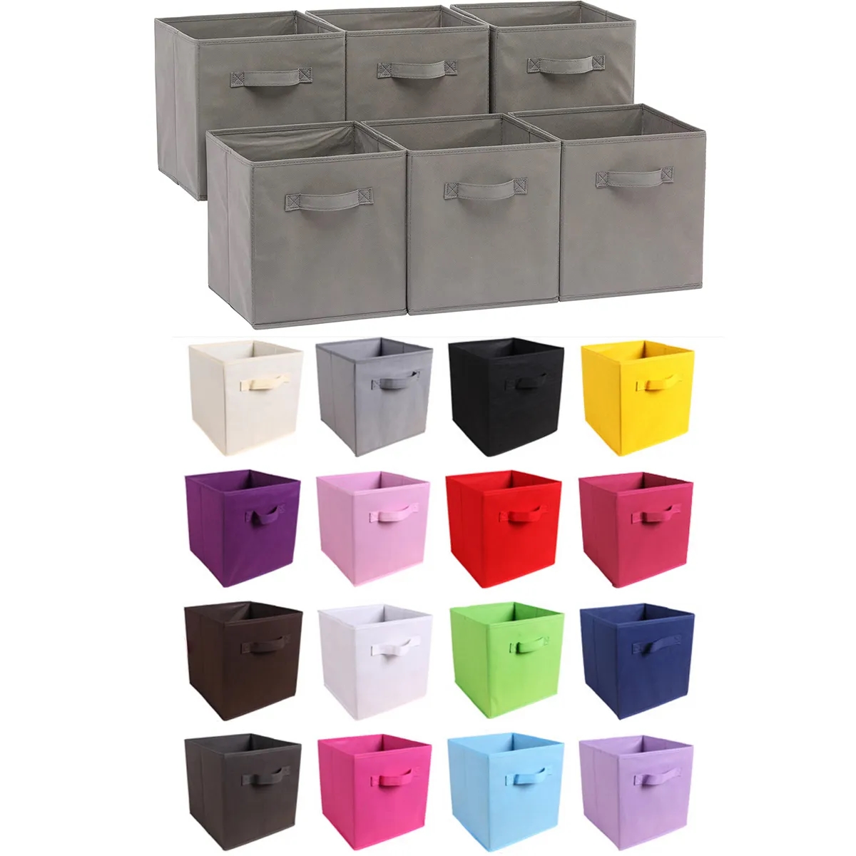 Basics Collapsible Fabric Storage Boxes With Handles 3