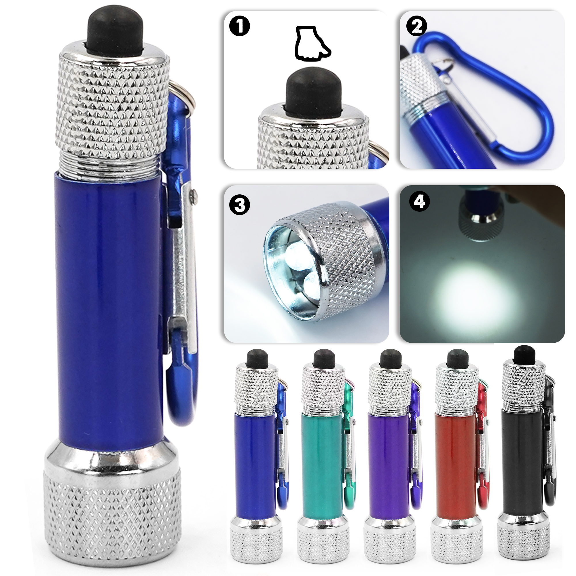 Mini 3 LED Metal Flashlight with Swivel Keychain 2