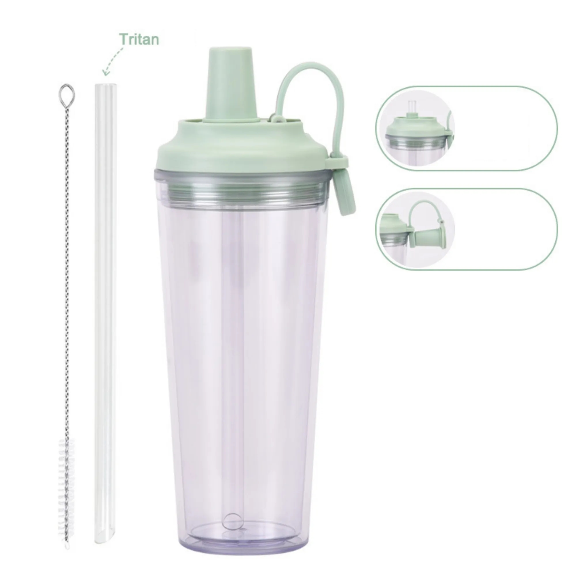 24oz Double-Layer Plastic Straw Cup 19