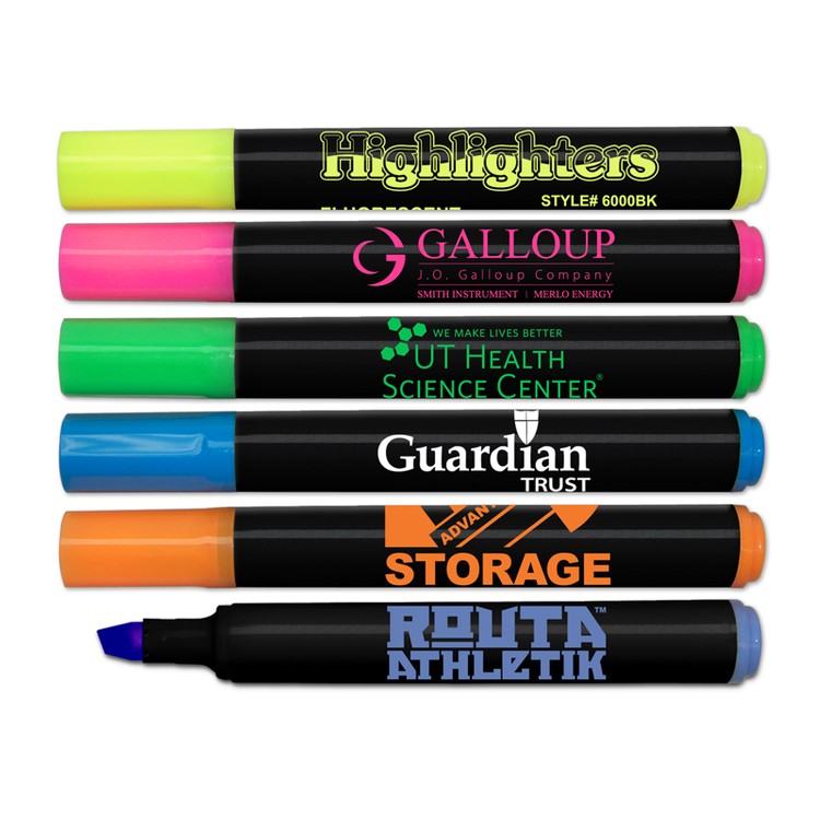Brite Spots Black Barrel Jumbo Highlighter with Full Color Decal - USA Union Made