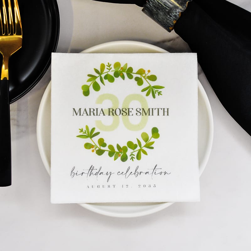 Large Print Full Color Linen-Like Beverage Napkins 38
