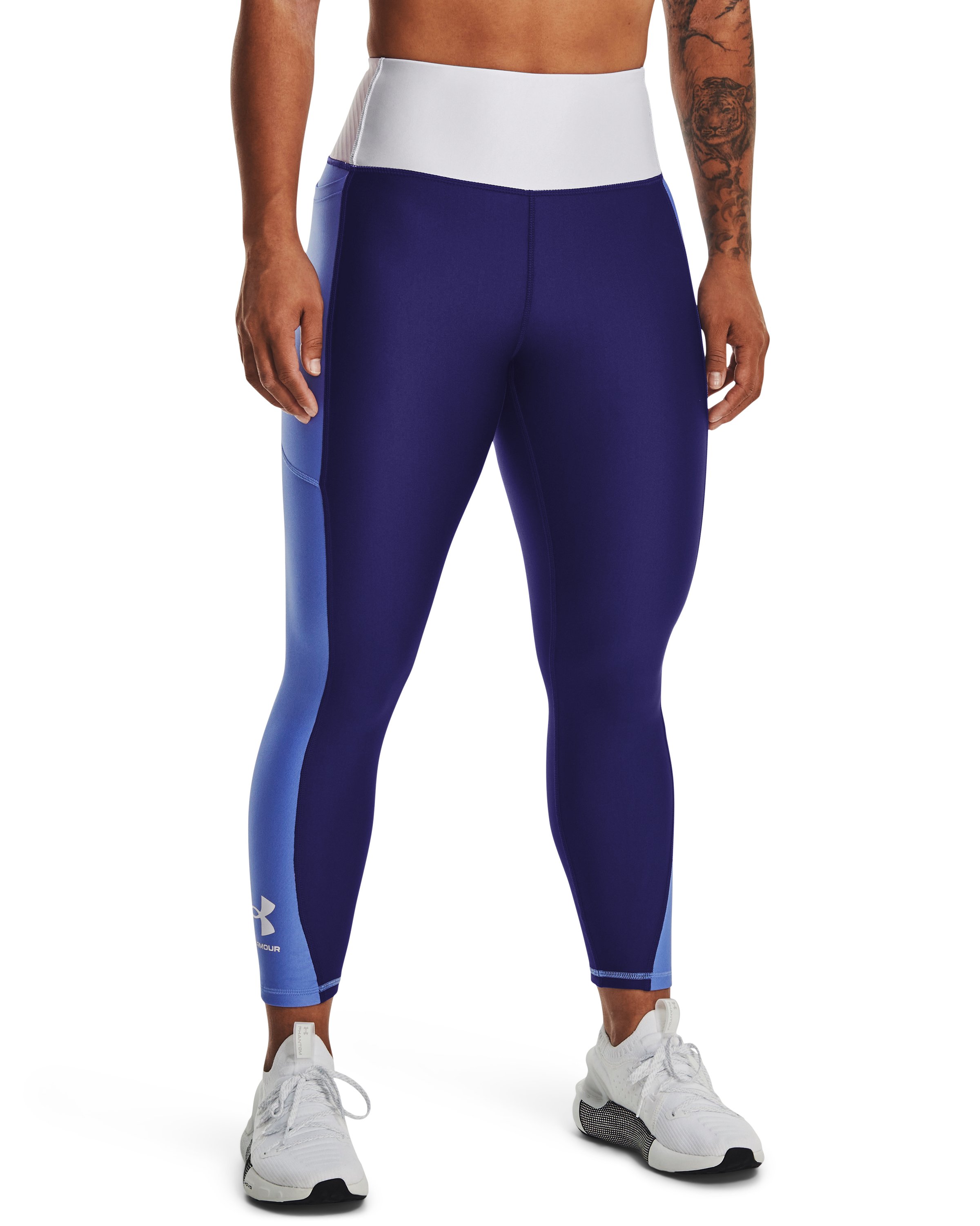 Women's HeatGear No-Slip Waistband Blocked Ankle Leggings 2