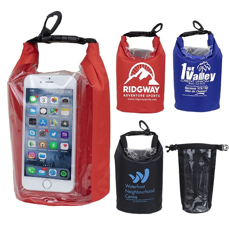 7" W x 11" H "The Navagio" 2.5 Liter Water Resistant Dry Bag With Clear Pocket Window 25