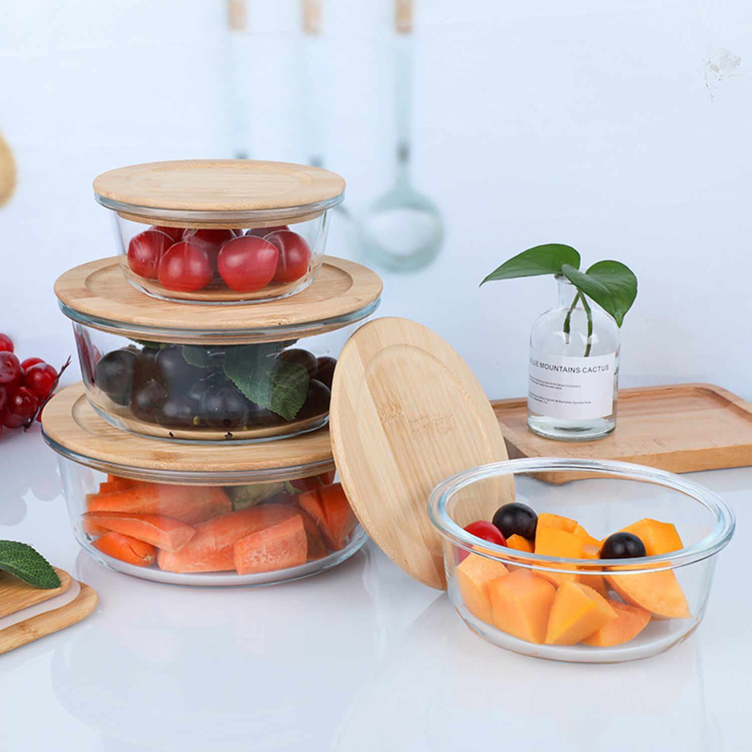 Glass Food Storage Container With Bamboo Lid 3